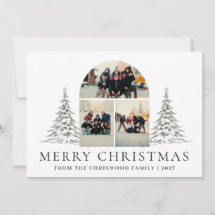 Elegante rote Typografie Weihnachtsbogen Multi-Fot Feiertagskarte