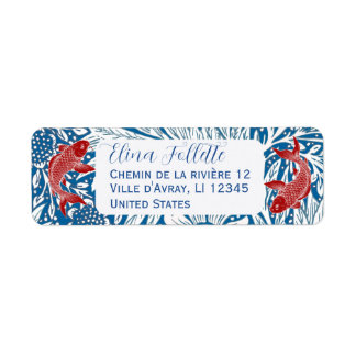 Elegante rote und blaue Koi-Fisch-Rücksendeadresse