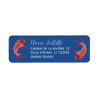 Elegante rote und blaue Koi-Fisch-Rücksendeadresse