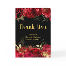 Elegante rote und goldene Blumen Sweet Sixteen
