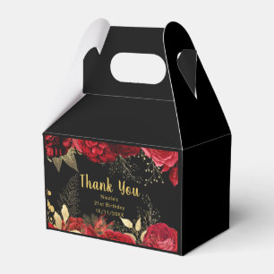 Elegante rote und goldene Blumen zum Geburtstag Geschenkschachtel