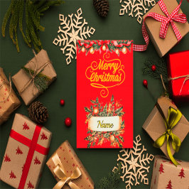 Elegante rote und goldene Weihnachtsfotokarte | Pe Einladung