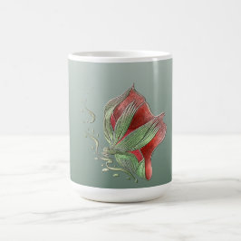 Elegante rote und grüne Kaffeetassen 