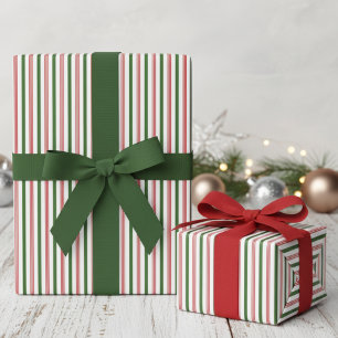 Elegante rote und huntergrüne Candy-Cane-Pinstreif Geschenkpapier