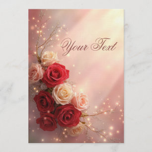 Elegante rote und rosa Fantasy-Hochzeitsrosen Einladung