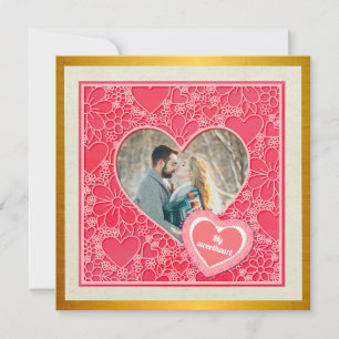 Elegante rote und rosa florale Herzen Valentinstag