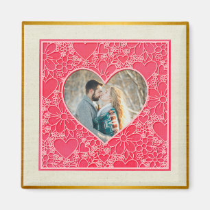 Elegante rote und rosa florale Herzen Valentinstag Magnet