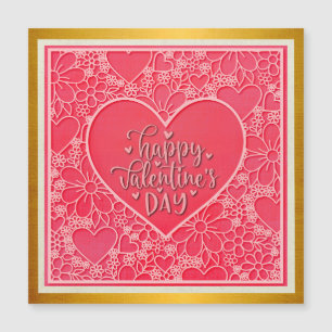 Elegante rote und rosa florale Herzen Valentinstag Magnetkarte