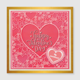 Elegante rote und rosa florale Herzen Valentinstag Magnetkarte