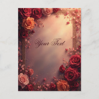 Elegante rote und rosa Hochzeitsrosen Postkarte