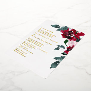 Elegante rote und rosafarbene florale runde Hochze Folieneinladung