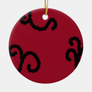 Elegante rote und schwarze gewundene Perlen Keramik Ornament