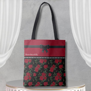 Elegante rote und schwarze Rosen-Tasche Klassische