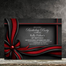 Elegante rote und schwarze Schleife 40. Geburtstag