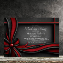 Elegante rote und schwarze Schleife 50. Geburtstag