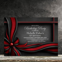 Elegante rote und schwarze Schleife 60. Geburtstag