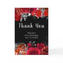Elegante rote und silberne Blumen Geburtstagsfeier