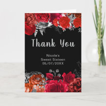 Elegante rote und silberne Blumen Sweet Sixteen