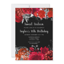Elegante rote und silberne Blumen Sweet Sixteen