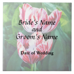Elegante rote und weiße gestreifte Tulpen Hochzeit Fliese