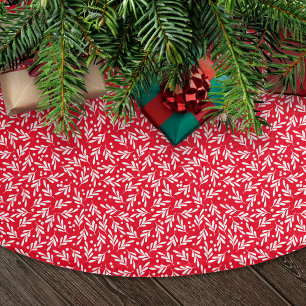 Elegante rote und weiße Stechpalmen-Weihnachten Polyester Weihnachtsbaumdecke
