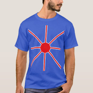 Elegante rote und weiße Strahlen T-Shirt