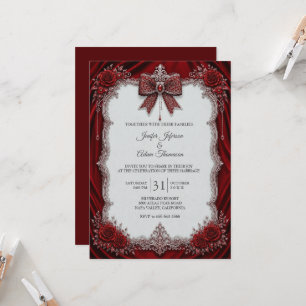 Elegante rote Vintage-Spitze-Hochzeitseinladung Einladung