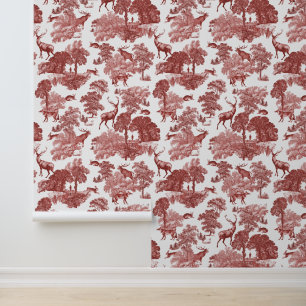 Elegante rote Waldtiere Toile für die gehobene Ein Tapete
