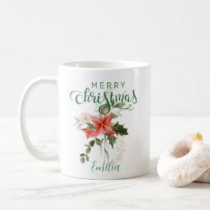 Elegante Rote Wasserfarbe Frohe Weihnachten Kaffeetasse