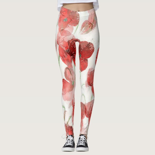 Elegante Rote Wasserfarben - Bilder Leggings (Vorderseite)