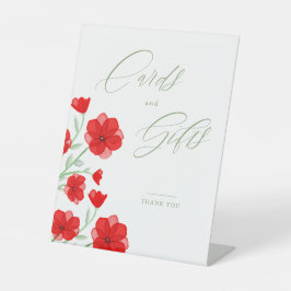 Elegante Rote Wasserfarben Poppy Blumengeschenke & Sockelschild