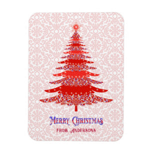 Elegante Rote Weihnachtsbaum Personalisierte Schne Magnet