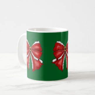 Elegante rote Weihnachtsbögen auf dunklem Grün Kaffeetasse
