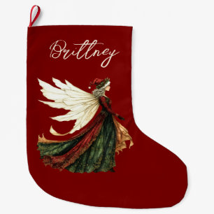 Elegante rote Weihnachtsfee Großer Weihnachtsstrumpf