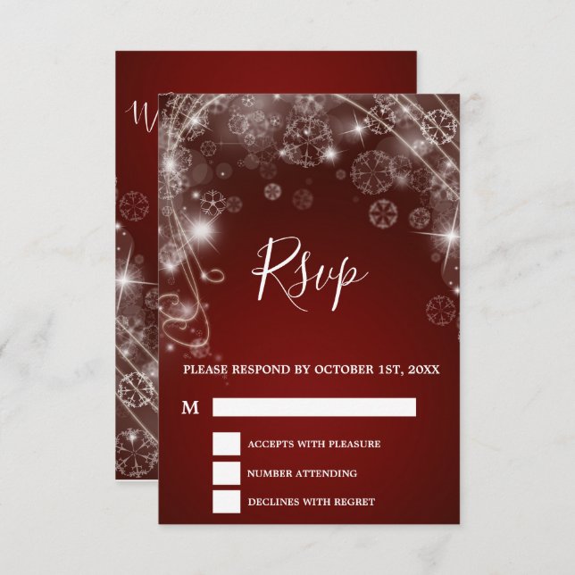 Elegante Rote Weihnachtsfeier RSVP Karte (Vorne/Hinten)