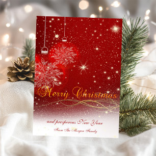 Elegante rote Weihnachtskugeln, Unternehmen Feiertagskarte