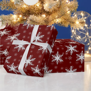 Elegante Rote Weihnachtsschneeflocke Geschenkpapier