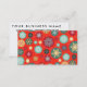 Elegante rote Weihnachtsschneeflocke-Retro Muster Visitenkarte (Vorne/Hinten)