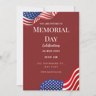 Elegante rote weiße Einladung zum Memorial Day
