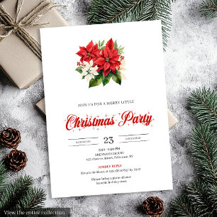 Elegante rote weiße Poinsettie-Weihnachtsgrafik Einladung