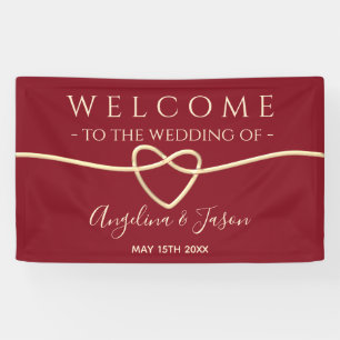 Elegante rote Willkommens-Hochzeit Banner