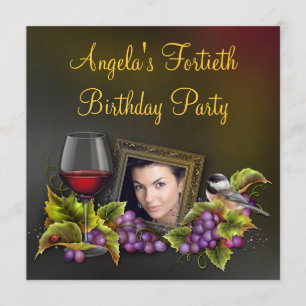 Elegante Rote Wine Womans Foto Geburtstagsparty Einladung