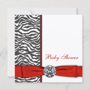 Elegante rote Zebra-Baby-Party Einladung