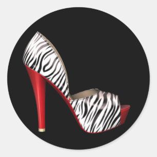 Elegante rote Zebro High Heel Schuh Aufkleber
