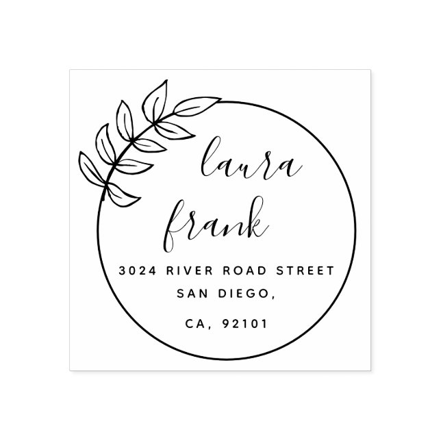 Elegante Round Couple Names Wedding Rücksendeadres Gummistempel (Prägung)