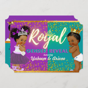 Elegante Royal African Gender Reveal Lila und Aqua Einladung