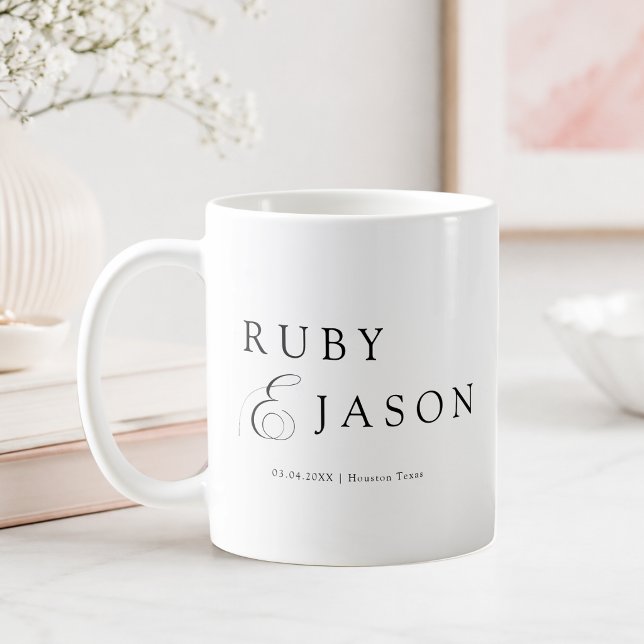 Elegante Royal Black Script Hochzeit Kaffeetasse (Elegant Royal Black Script Wedding Coffee Mug)