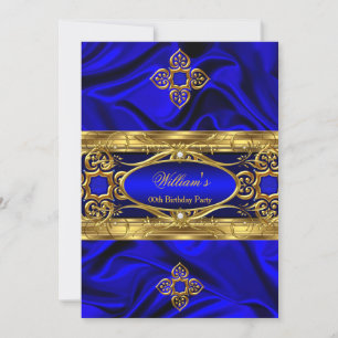 Elegante Royal Blau Gold Edelsteine Seide Geburtst Einladung