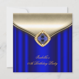 Elegante Royal Blue Beige Gold Geburtstagsparty Einladung