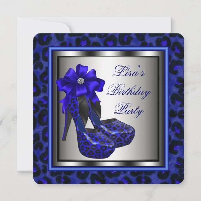 Elegante Royal Blue Birthday Party Einladung (Vorderseite)